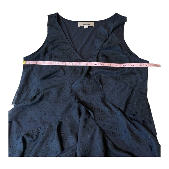 Ann Taylor Loft Swiss Dot Tier Sleeveless Ruffle Dress in Midnight Navy Size 8 - Picture 11 of 13